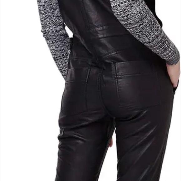 TopShop Leather Overalls Grunge Punk Blogger Y2K - Picture 5 of 7